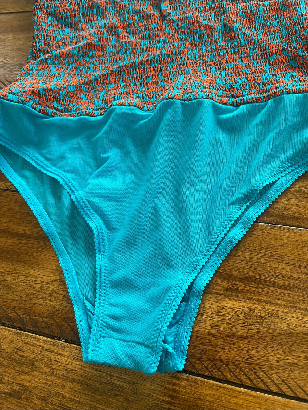 Intimately Free People Bardot Bodysuit size M teal orange-red combo - Picture 8 of 16